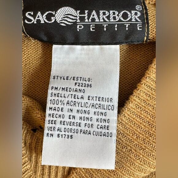 Vintage Sag Habor Sweater Womens Sz Petite Medium Knit Diamond Pattern Academia - Picture 9 of 9